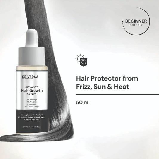 Orivedaa Advance Hair Growth Serum | 3% Redensyl + 4% Anagain + 3% Baicapil + 1% Capilia Longa, Hair growth & Hair fall control serum for Women & Men | 30mL