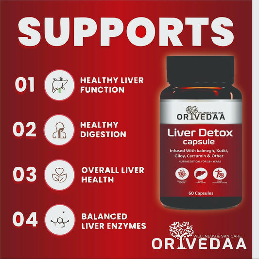 Orivedaa Liver Detox Milk Thistle Extract Detox Supplement For Men And Women With 600Mg Of Silybum Marianum For Healthy Liver Helps in Cleanse Liver Natural Fatty Liver Support 60 Vegetarian Capsules