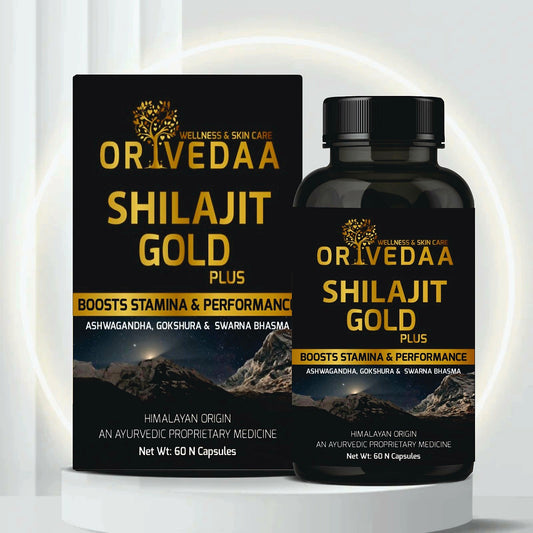 Orivedaa Shilajit Gold Plus Capsules For Men Boost Stamina & Immunity,Swarna Bhasma,Gokshura,Ashwagandha | Shilajeet Capsule | 60 N Capsules